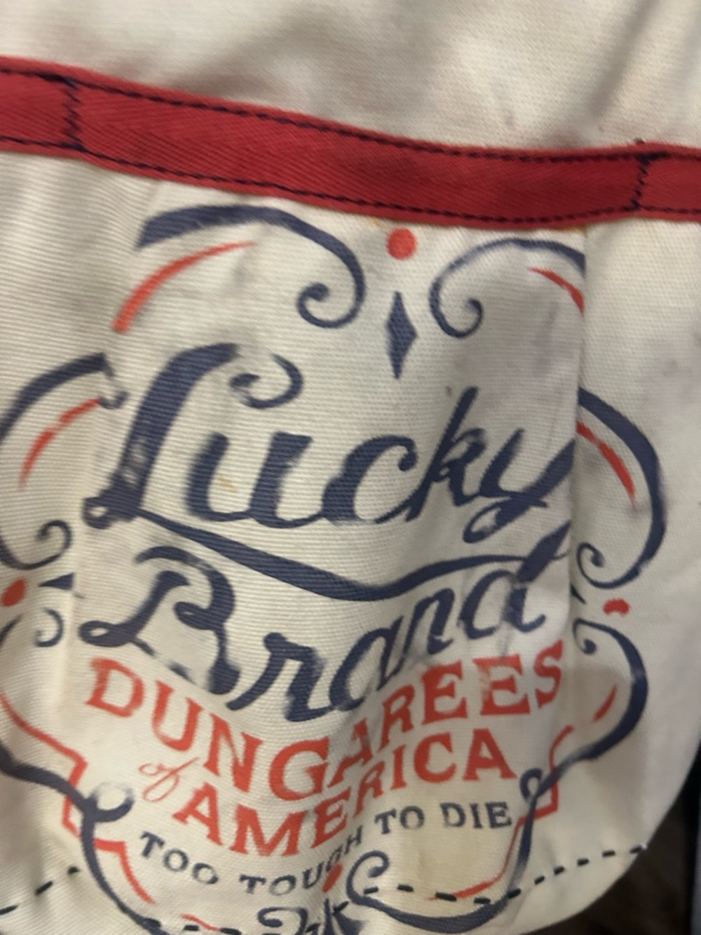 Vtg Lucky Brand Dungarees Canvas Tote Bucket Mail Bag - Picture 3 of 12